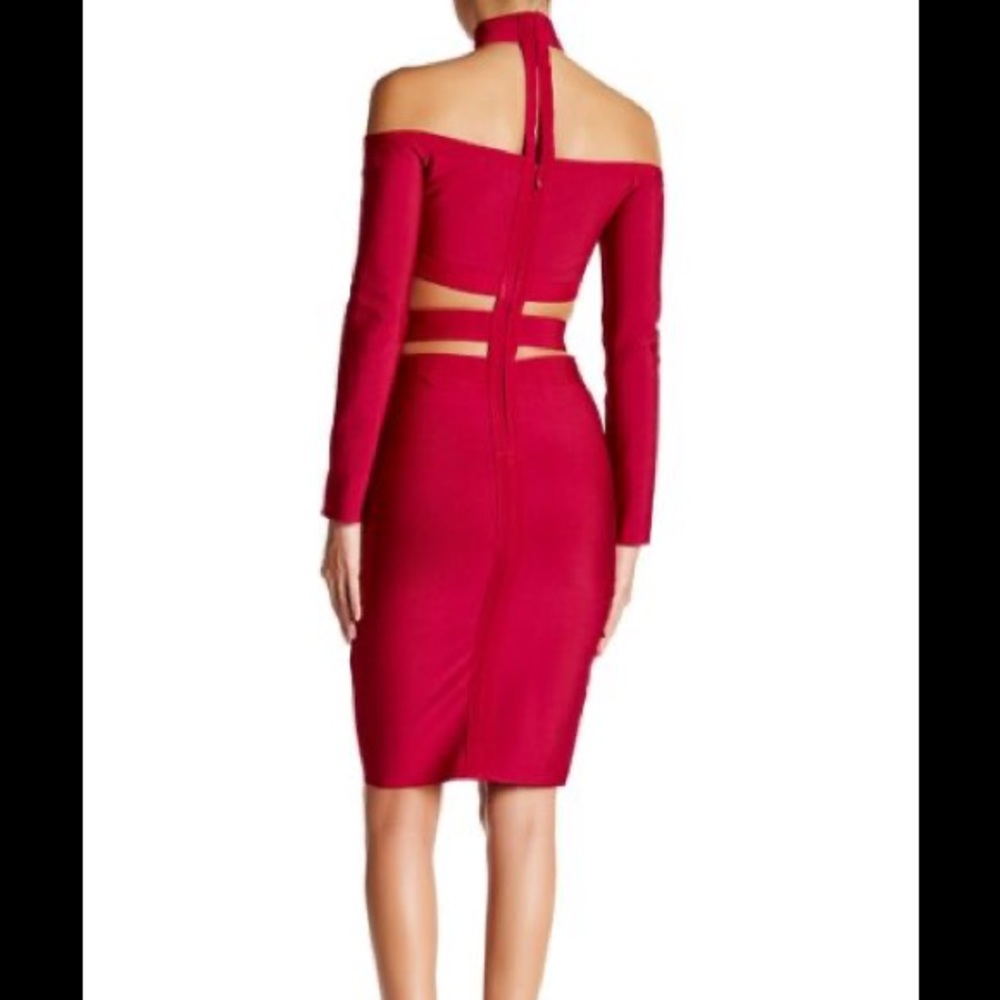 WOW COUTURE mauve cut out bodycon dress s: small
